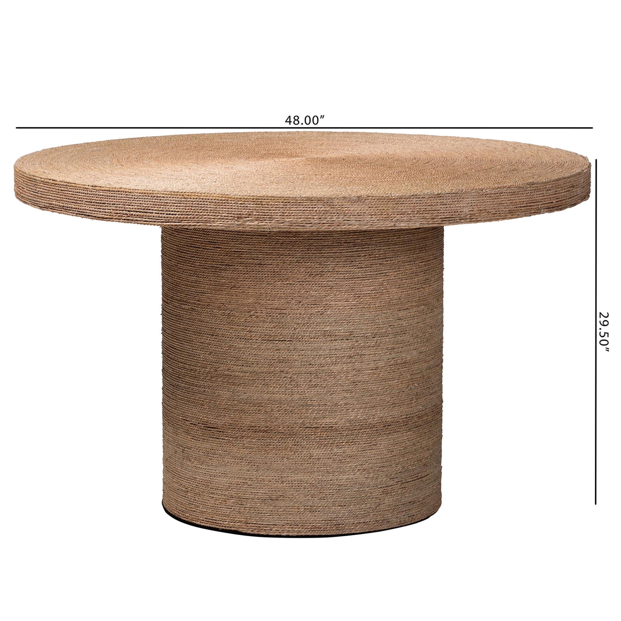 bali & pari Bistra Modern Bohemian Natural Brown Seagrass and Wood Dining Table