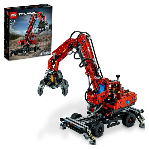 LEGO Technic Material Handler 42144, Mechanical Model Crane Toy, with Manual and Pneumatic Functions, Construction Truck Building Set, Educational Toys