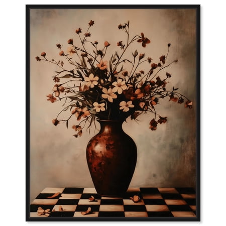 Antique Anthos Aria Canvas Glam Farmhouse Art by Art Remedy, Black Frame, 16 x 20