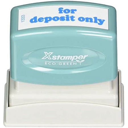 Xstamper 1333 for Deposit ONLY, Pre Inked Laser Engraved Rubber Stamp, Blue Ink, Impression Size: 1/2" x 1-5/8"