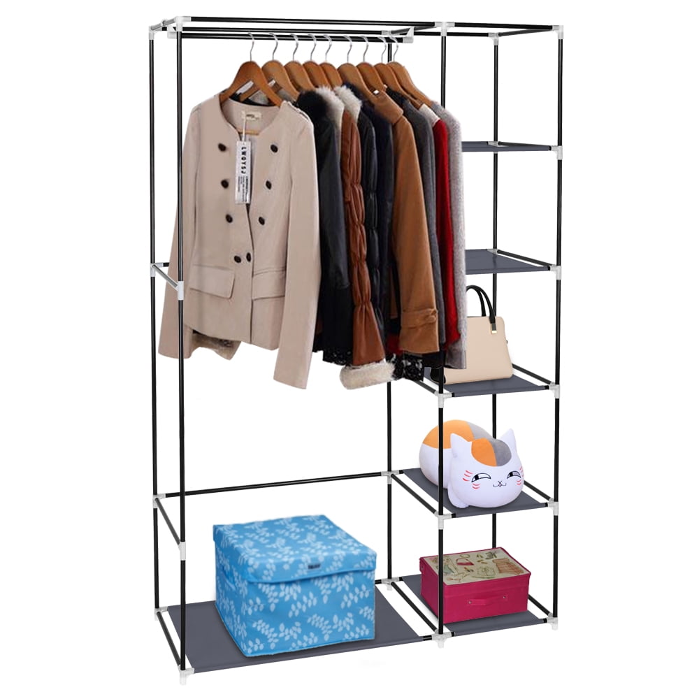 Kepooman 67" Portable Clothes Closet Organizer with Nonwoven Fabric Cover, Gray Kepooman 67" Portable Clothes Closet Organizer with Nonwoven Fabric Cover, Gray