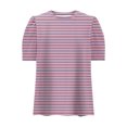 thumbnail image 5 of JTZGDY Womens Summer Tops Casual Puff Short Sleeve Striped/Polka Dot Print Crewneck Tunic Blouse Trendy Oversized Graphic T-Shirts Fashion 2025 Clothes Pink#02 L, 5 of 6
