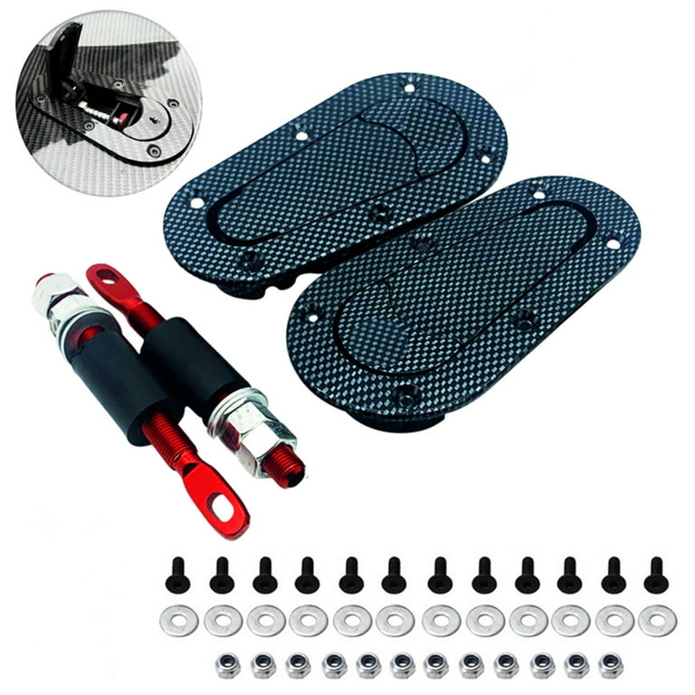 EzAuto Wrap Universal Racing Mount Bonnet Black Carbon Fiber Hood Pins  Latch Key Locking Kit