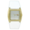 Ladies Square White Leather Strap Watch, White Dial