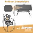 thumbnail image 3 of Hzzkey 7-Piece Black Cast Aluminum Patio Dining Set with Beige Cushions, for Deck, Garden, Backyard, 3 of 10