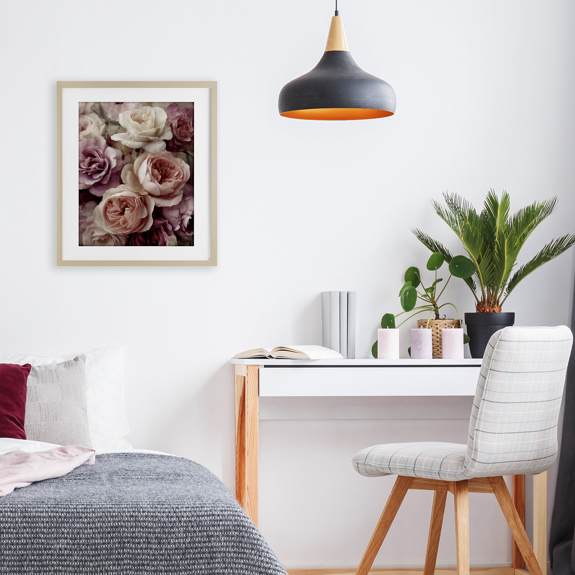 Stupell Industries Sweet Roses in Blush Pink Birch Framed Print Under Glass, design by Franklyn Gregory