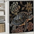 thumbnail image 6 of Orinice  Turtle Theme Shower Curtain Set Floral Bathroom 59 Pcs Set Gold Black Tortoise Rugs Sea Marine Life Toilet Lid Cover Bath Mat 36x72, 6 of 7