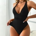 thumbnail image 3 of Ugoldhm Women's Deep V-Neck Bodysuit - Double Straps Tummy Control Thong Shapewear Backless Cami, 3 of 3