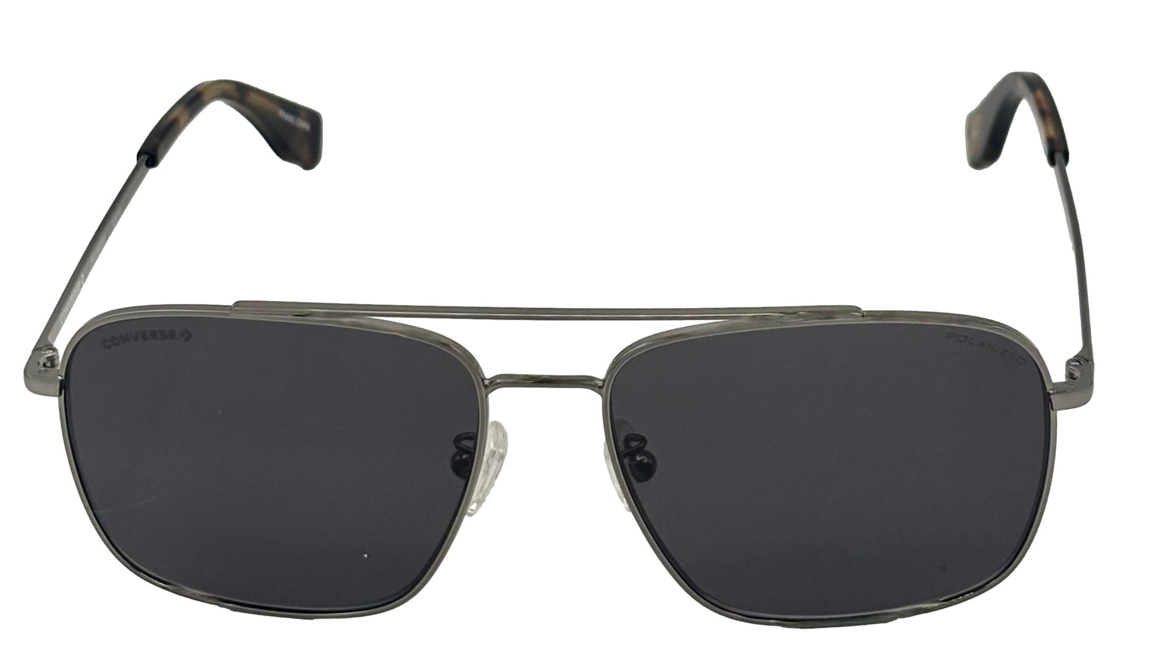 Converse Mens Rectangle Silver Aviator Sunglass Smoke Polarized Lens SCO 190