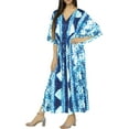thumbnail image 2 of LA LEELA Women's Summer Loungewear African Beach Mumu Slit Dress Caftan Plus Size Kaftan Maxi Dresses for Women 2X-3X Sky, Tie Dye, 2 of 4