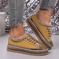 thumbnail image 4 of Rokment Sparkly Rhinestones Fuzzy Platform Fashion Sneakers for Women with Fleece Lined Winter Warm Glitter Snow Ankle Boots Flats Low Top Tennis Shoes Brown Size 6, 4 of 8