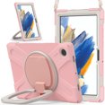 thumbnail image 2 of For Samsung Galaxy Tab A8 10.5 inch SM-X200/SM-X205 Case, 360 Rotatable Handle Stand, Shoulder Strap, Drop-Proof Design, Cherry Pink, 2 of 7