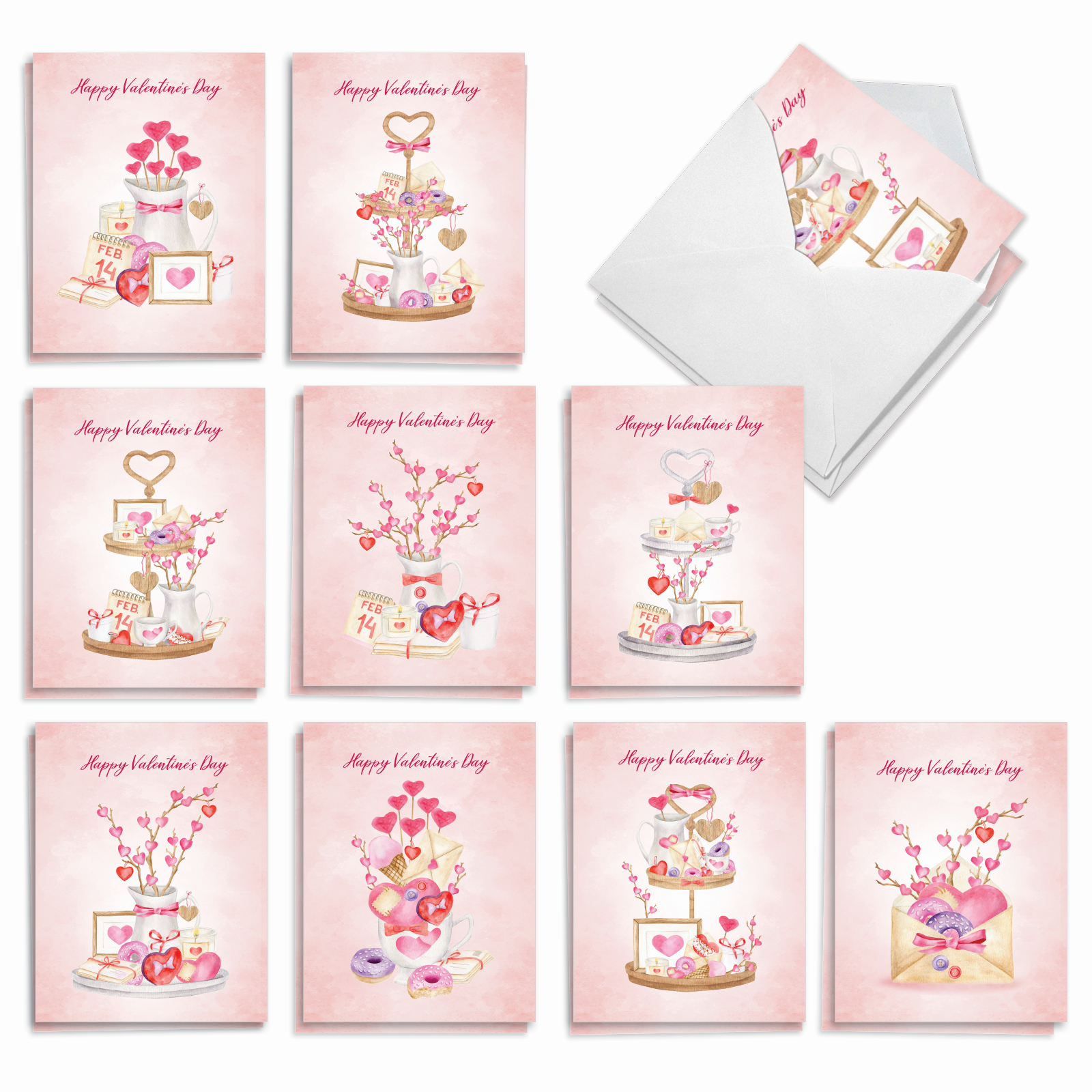The Best Card Company Valentine's Note Cards - 10 Boxed Assorted Heartfelt Cards With Envelopes (4x5.12 Inch)