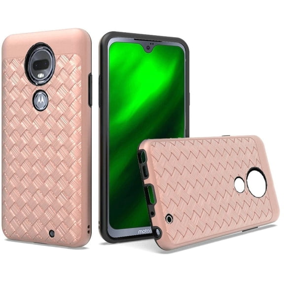 GSA Basket Weave Hybrid Case for Motorola Moto G7 Power & Supra Rose Gold