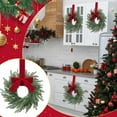 thumbnail image 6 of 12 Pcs Small Christmas Norfolk Wreaths Evergreen 12.6 Inch Christmas Kitchen Cabinet Mini Wreaths Real Touch with Bow and Burgundy Ribbon for Xmas Front Door Window Home Table Pillar Decor, 6 of 13