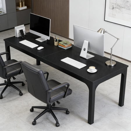 Toauuo 78.74" Dual Person Rectangle Executive Computer Desk, Industrial Style Office Table, 0.59" MDF & 1.96" Iron Legs, 200Lbs Capacity, Adjustable Foot Pads, Quick Assembly for Home Office