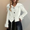 thumbnail image 2 of Ediodpoh Handwoven Trim Knitted Cardigan for Women Sweater Open Front Long Sleeve Outwear Coat for Autumn Winter Fashion White, 2 of 4