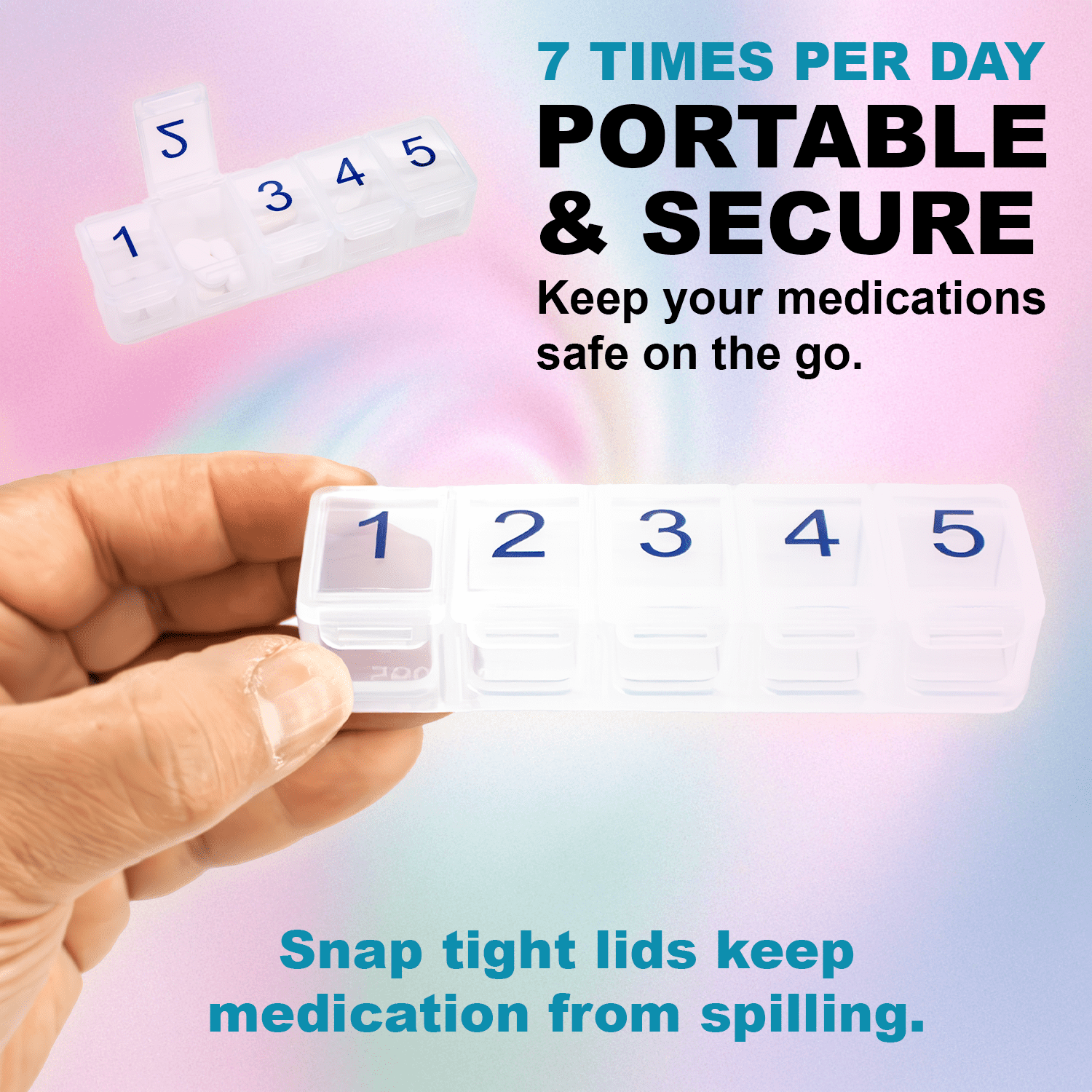 e-pill 5 Times A Day Pill Organizer, Clear