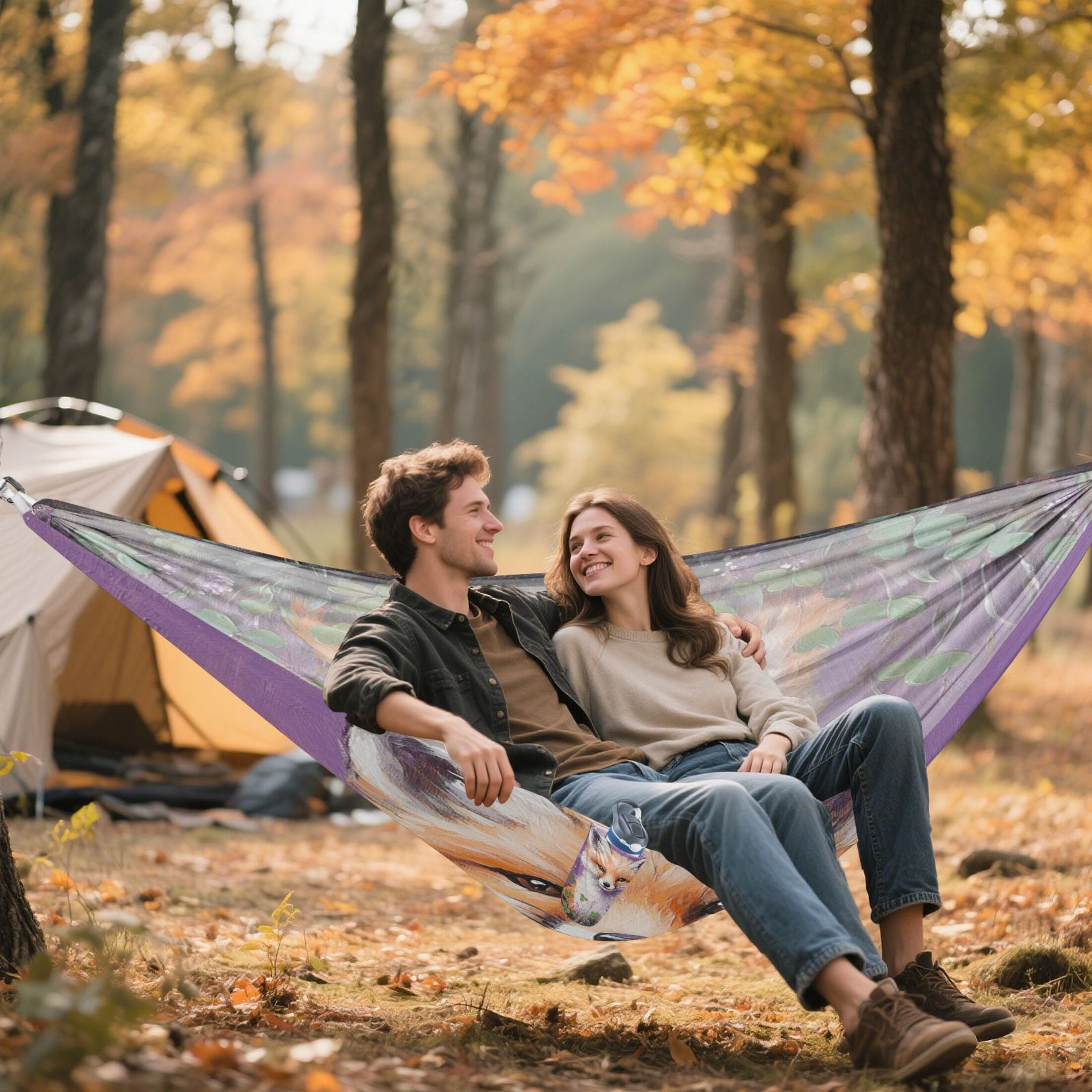 Hammock Camping Hammock Nylon Portable Hammock Travel Camping Hammock Four-leaf Clover Fox