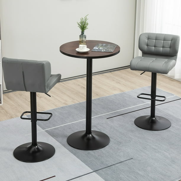 Homcom Rustic Round Elm Wood Bar Table with Rust Resistant Frame 835 054