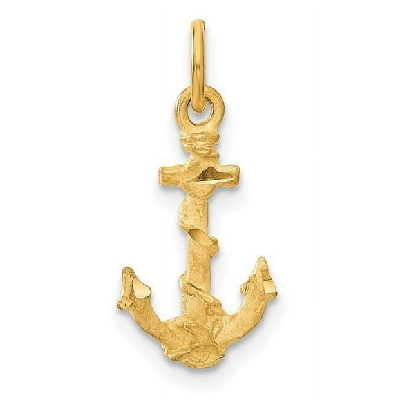 The Black Bow 14k Yellow Gold Diamond Cut Anchor Charm or Pendant