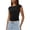 Black, variant on Tops For Women Trend Plus Size Solid Color Summer Knit Shirt With Boat Neck Cropped Pleated Tee Slim Fit Blouses Casual Fashion Statement Resort Wear