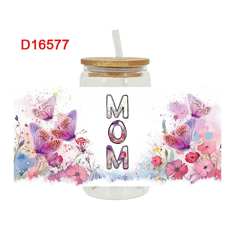 UV DTF  Sticker  Mother's Day Theme For The 16oz Libbey Glasses Wraps Cup Can DIY Waterproof Easy To Use Custom Decals D16577