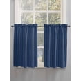 thumbnail image 5 of Dark Blue 2 Panel Kitchen Curtains for Windows, Retro Farmhouse Plants Wall Lines Texture Bathroom Privacy Curtain, Home Décor Window Treatment for Bedroom/Living Room 55"x45", 5 of 6