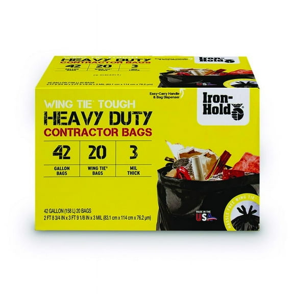 Iron-Hold 42 gal Contractor Bags Wing Ties 20 pk