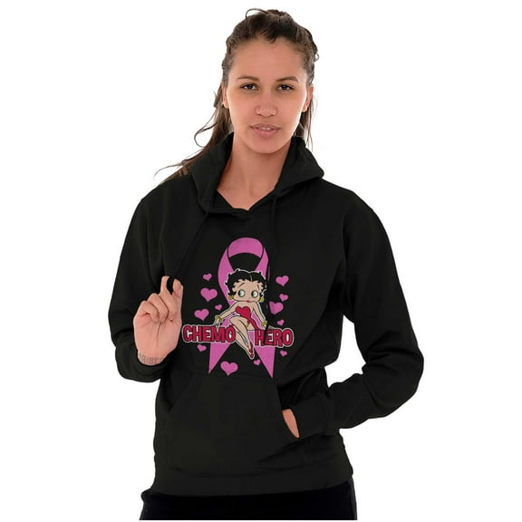Betty Boop Breast Cancer Chemo Hero Women Plus Size Hoodie Brisco Brands 2X