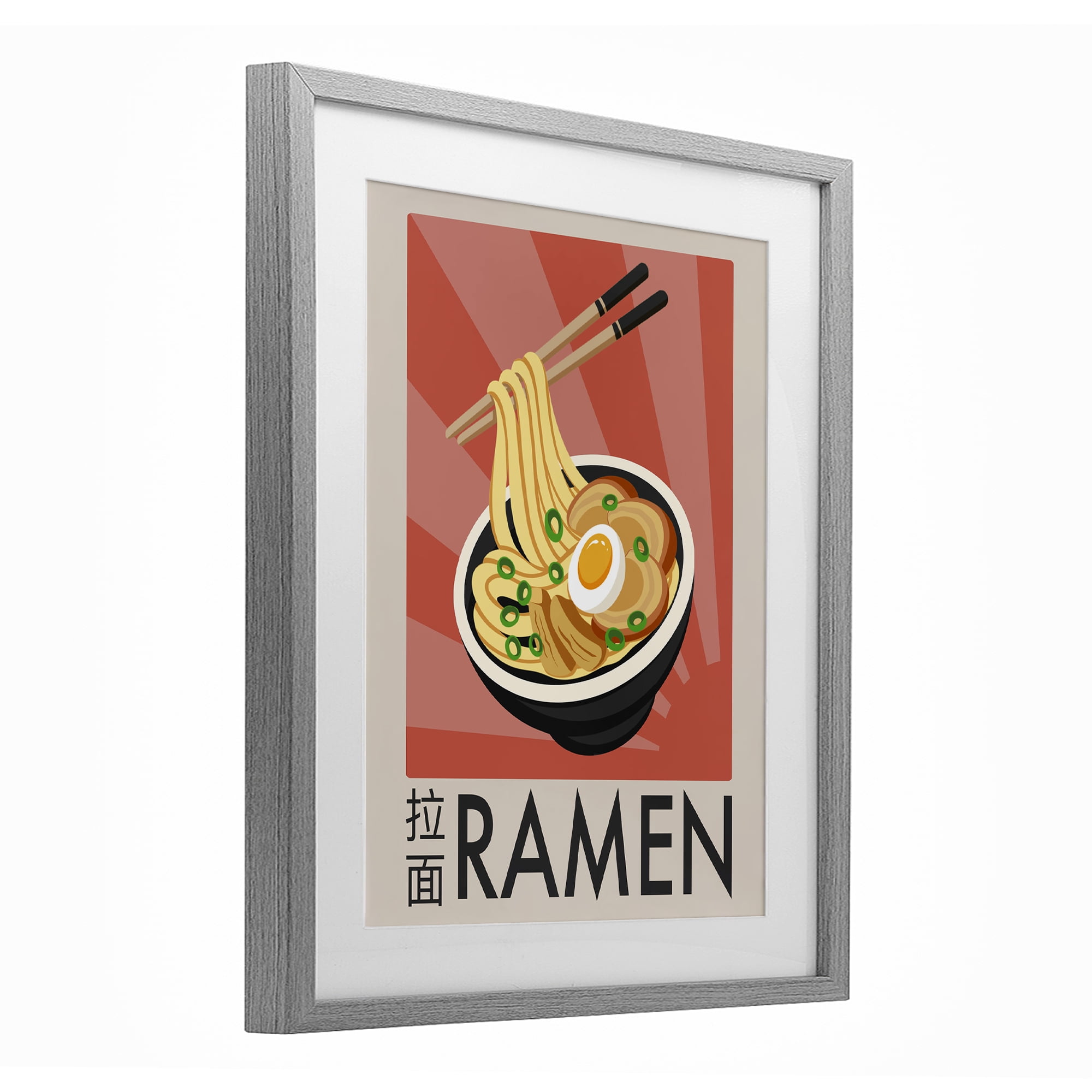 Stupell Industries Iconic Ramen Poster Gray Framed Print Under Glass, design by Marcus Prime