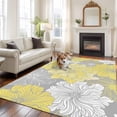 thumbnail image 2 of Yellow White Floral Area Rugs 5'x7', Washable Small Throw Rugs for Laundry Room Playroom, Farmhouse Flowers Spring Grey Indoor Outdoor Rug Non-Slip Low Pile Carpet Runner Reversible Floor Mats, 2 of 8
