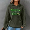 thumbnail image 2 of Women's Waffle Sweatshirts St. Patrick's Day Letter Graphic Print Drawstring Casual Loose Pullover Hoodies with Pockets(Army Green,M), 2 of 5