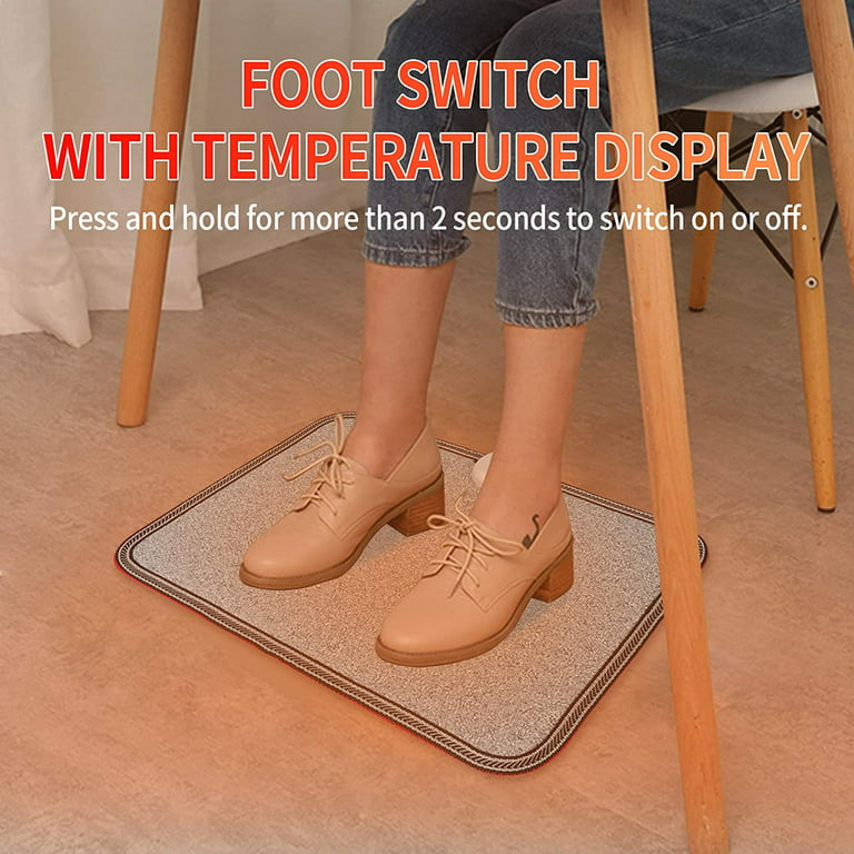 EconoHome Electric Heated Foot Warmer Mat - 75W Foot Heater Under Desk -  Heated Floor Mat for Office, Home - Auto Shutoff, Non-Slip Pad, Temperature