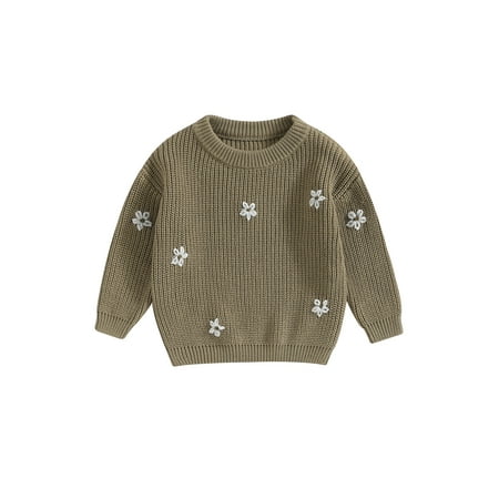 

Toddler Baby Girl Knit Sweater Flower Long Sleeve Crewneck Winter Warm Sweatshirt Pullover Tops Cute Infant Fall Outfit Clothes