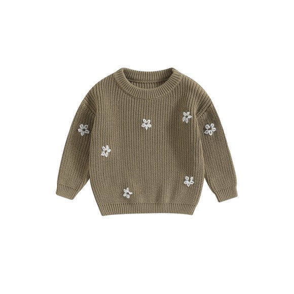 Gupgi Chandail à Fleurs pour Tout-Petit Bébé Fille Chandail Tricoté Chaud à Manches Longues Hauts d'Automne Hiver