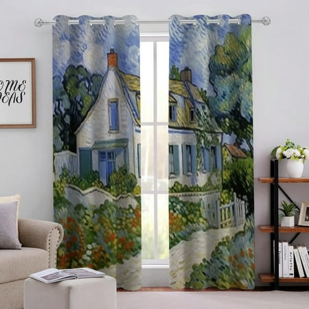 

Lingy Pointillism Painting Perforated Curtains 2-Pack - Energy Saving Easy Installation | Various Sizes Available 55x39in