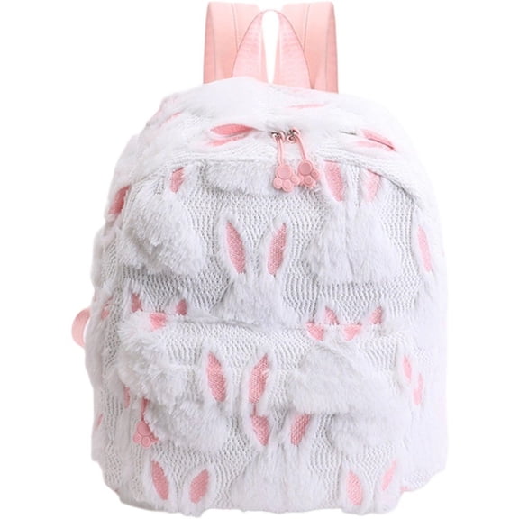 Jiibva Plush Backpack for Woman Lightweight Fluffy Casual Travel Rucksack Cute Handbag for Daypacks Travel