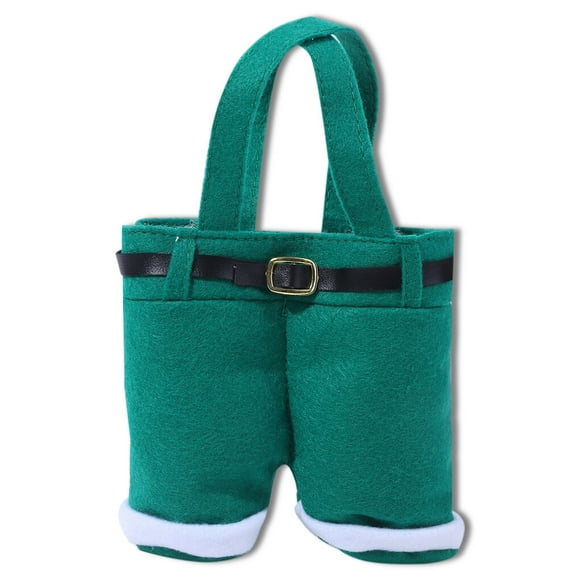 Sac à Bonbons Portable Père Noël Pantalons Sacs Tailles Assorties Panier à Pantalons avec Poignée Vin Joyeux Noël Nouvel An Cadeau Décoration de Mariage Fête Vert P