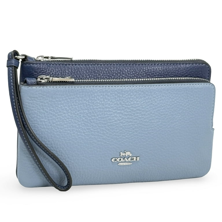 Coach Women's Double Zip Pebbled Leather Wristlet Wallet