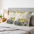 thumbnail image 6 of 24x24 Pillow Covers Set of 2, Summer Lemons Square Throw Pillow Covers for Couch/Sofa/Living Room, Rustic Black Plaid Truck Fruits Burlap Decorative Soft Pillowcases for Couch Throw Pillows, 6 of 9