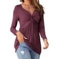 thumbnail image 2 of Deep V-Neck Women Long Sleeve Cross Criss Slim Fit T-Shirt Female Blouse Tops, 2 of 4