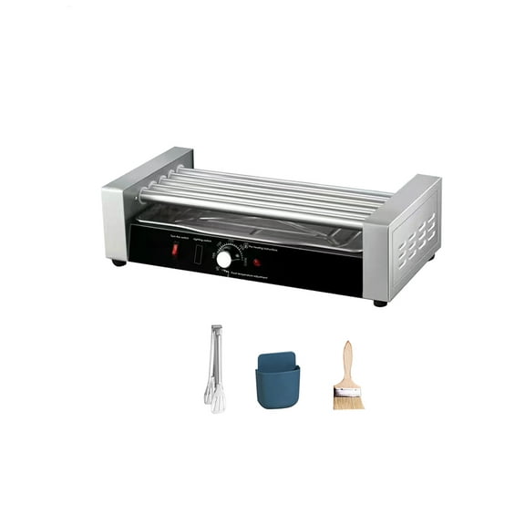 5-Roller Hot Dog Cooker 850W, Double Temp Control Stainless Steel Grill for 12 Dogs, Catering Equipment for Festivals and Fairgrounds
