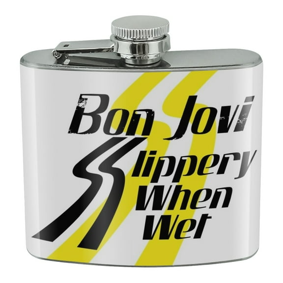 Bon Jovi Slippery When Wet Stainless Steel 5oz Hip Drink Kidney Flask
