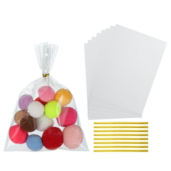 Uxcell Treat Bags, Clear Gift Bags with Twist Ties Plastic Gift for Candy Party Favor Cookies Packaging Bakery 7 in