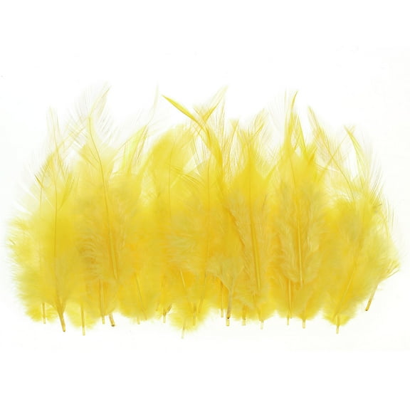 Uxcell 2.8''-5.5'' Saddle Hackle Rooster Feather Bulk Natural Feathers Fluffy Craft Feathers 100 Pcs Yellow