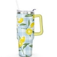 thumbnail image 2 of 40oz Yellow Lemon Pattern Stainless Steel Flip Straw Tumbler Spill Proof Travel Cup Double Wall Vacuum Insulated Coffee Mug with Top Handle, 2 of 6