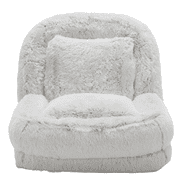 Guyou Folding Bean Bag Sofa Lounger - Plush 6 Ft Bean Bag Sofas with Super Soft Microsuede Cover - XXL Memory Foam Stuffed Lounger Chairs for Kids, Adults, Light Grey