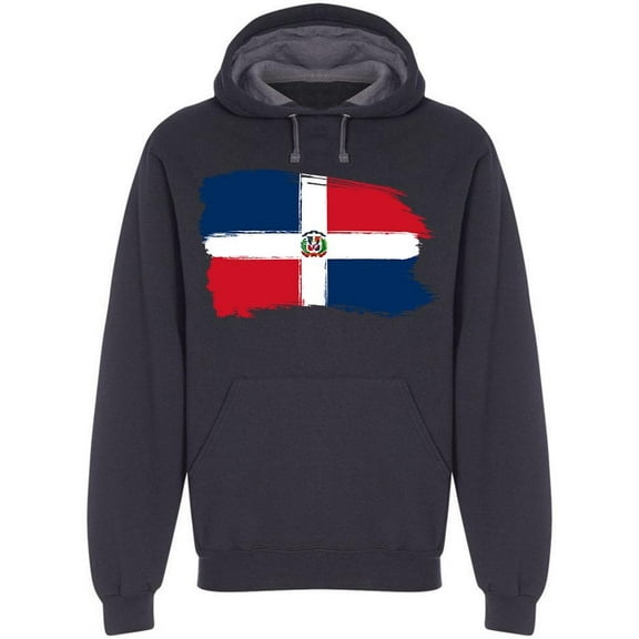 Brush Style Dominican Flag Hoodie Men -Image by Shutterstock, Male x-Large