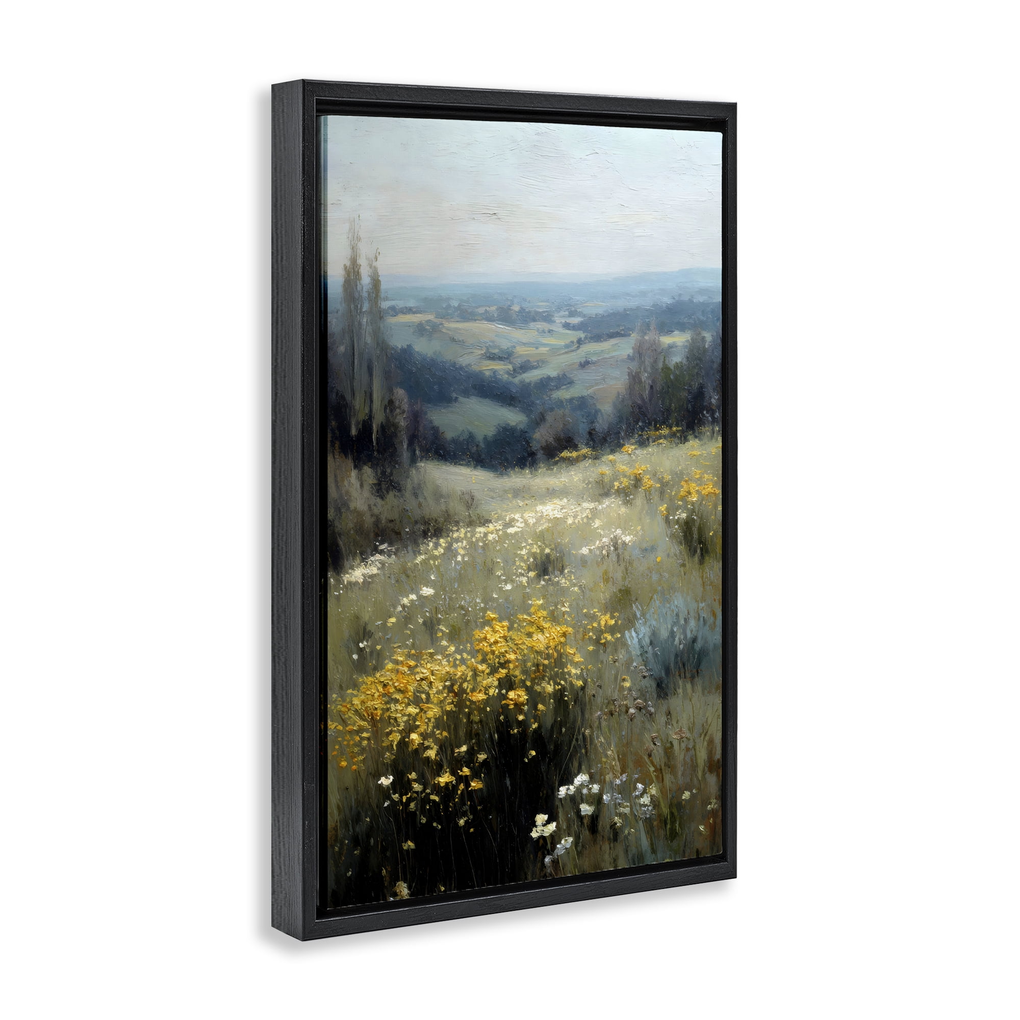 Stupell Industries Sporadic Meadow Flowers Black Framed Floater Canvas Wall Art, design by Petal Prints Design